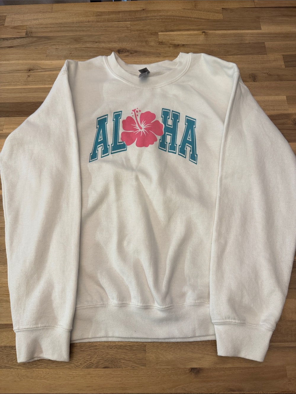 Aloha Women’s Gildan White Heavy Blend Crewneck Sweatshirt - Size S